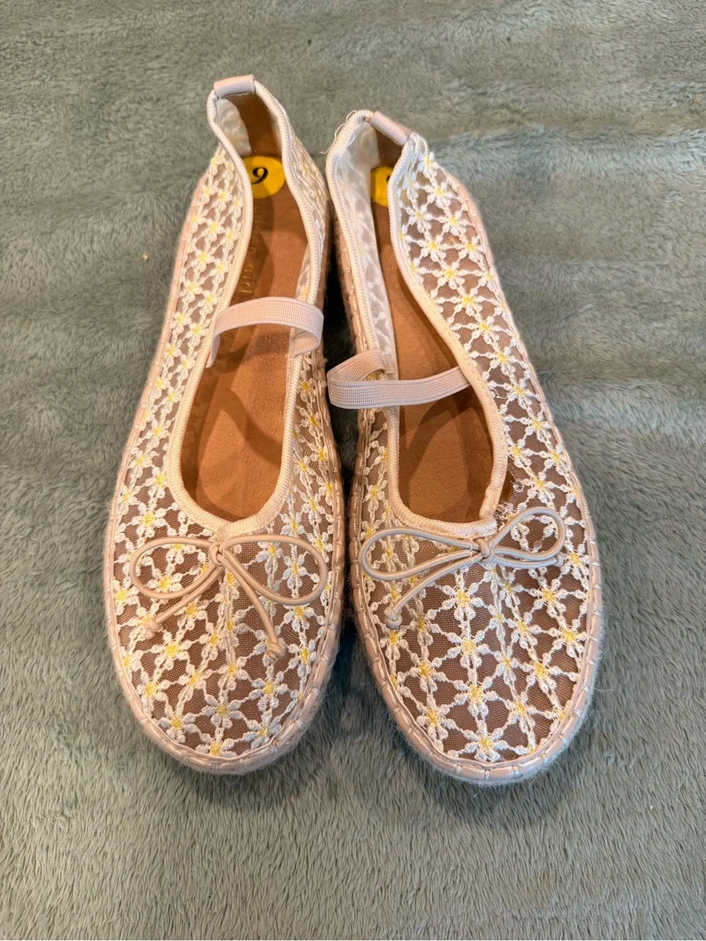 Madden Girl Women’s Size 9 Mesh Floral Mary Jane Flats Pink Lace Espadrille
